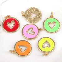European And American New Diy Heart-shaped Jewelry Peach Heart Color Drop Oil Pendant main image 4