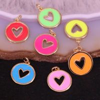 European And American New Diy Heart-shaped Jewelry Peach Heart Color Drop Oil Pendant main image 5