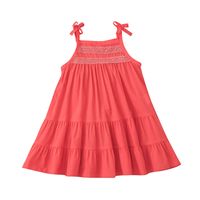 Little Girl Cute Suspender Skirt 2022 Summer Solid Color Bow Dress Wholesale sku image 1