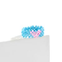 Fashion Colorful Rice Beads Wide-brimmed Ring Simple Contrasting Color Heart Shape Woven Ring sku image 6