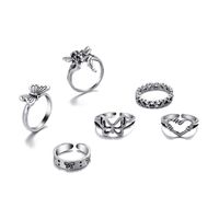2022 New Creative Simple Women's Ring Retro Butterfly Love Ring 6-piece Set sku image 1