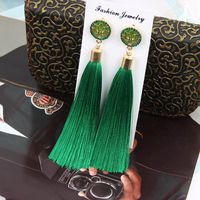 European And American Fashion Exaggerated Long Lotus Flower Tassel Earrings Women sku image 1