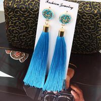 European And American Fashion Exaggerated Long Lotus Flower Tassel Earrings Women sku image 2