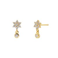 Fashion Snowflake Inlaid Zircon Star Copper Earrings Wholesale sku image 1