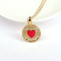 Fashion Enamel Color Drop Oil Heart Pendant Zircon Copper Necklace Wholesale sku image 1