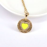 Mode Émail Couleur Goutte Huile Coeur Pendentif Zircon Cuivre Collier En Gros sku image 2