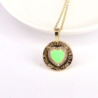 Fashion Enamel Color Drop Oil Heart Pendant Zircon Copper Necklace Wholesale sku image 3