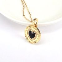Fashion Enamel Color Drop Oil Heart Pendant Zircon Copper Necklace Wholesale sku image 4