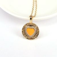 Fashion Enamel Color Drop Oil Heart Pendant Zircon Copper Necklace Wholesale sku image 6