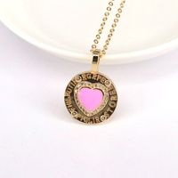 Fashion Enamel Color Drop Oil Heart Pendant Zircon Copper Necklace Wholesale sku image 7