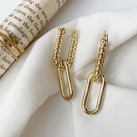 European And American Twisted Women's Long Retro Oval Gold Plated Copper Earrings sku image 1