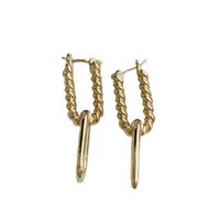 European And American Twisted Women's Long Retro Oval Gold Plated Copper Earrings main image 6