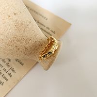 Retro Texture Personalized Fashion Chain Index Finger Ring Electroplating Real Gold Ring sku image 1
