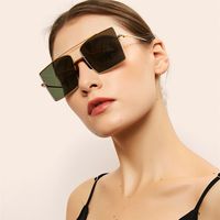 Fashion Big Frame Glasses Simple New Metal Big Frame Square Sunglasses Women Transparent Pink Ocean Film Big Frame Sunglasses Wholesale sku image 1