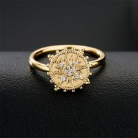 Fashion Can Be Rotated Geometric Sun Shape Copper Inlaid Zircon Open Ring main image 3