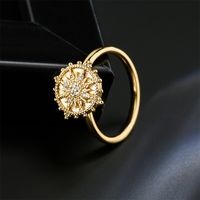 Fashion Can Be Rotated Geometric Sun Shape Copper Inlaid Zircon Open Ring main image 4