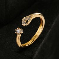 Fashion Geometric Copper Plated 18k Gold Zircon Snake Open Fine Ring Wholesale main image 1