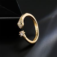 Fashion Geometric Copper Plated 18k Gold Zircon Snake Open Fine Ring Wholesale main image 4