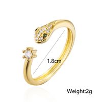 Fashion Geometric Copper Plated 18k Gold Zircon Snake Open Fine Ring Wholesale main image 5
