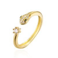 Fashion Geometric Copper Plated 18k Gold Zircon Snake Open Fine Ring Wholesale main image 6