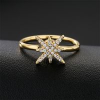 Fashion Rotatable Jewelry Copper Micro-encrusted Zircon Ray Geometric Open Ring main image 3