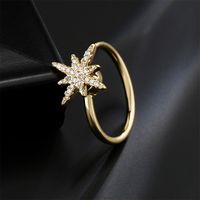 Fashion Rotatable Jewelry Copper Micro-encrusted Zircon Ray Geometric Open Ring main image 4