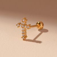 Fashion Cross Copper Ear Bone Stud Screw Ball Piercing Jewelry Ear Stud Wholesale main image 3