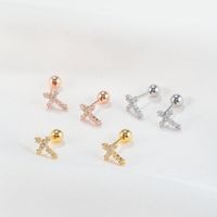 Fashion Cross Copper Ear Bone Stud Screw Ball Piercing Jewelry Ear Stud Wholesale main image 4