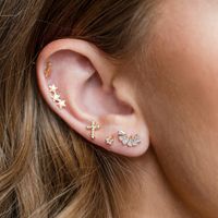 Fashion Cross Copper Ear Bone Stud Screw Ball Piercing Jewelry Ear Stud Wholesale main image 1