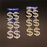 New European And American Fashion Micro-set Zircon Dollar Sign Earrings main image 4