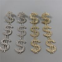 New European And American Fashion Micro-set Zircon Dollar Sign Earrings main image 5