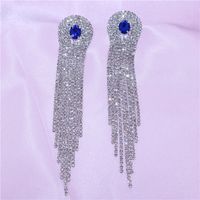 Fashion Crystal Gemstone Long Tassel Women's Earrings Wholesale main image 4