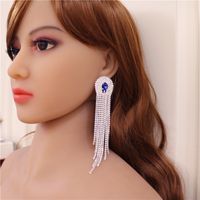 Fashion Crystal Gemstone Long Tassel Women's Earrings Wholesale main image 6