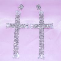 Fashion Shiny Rhinestones Europe And The United States Cross Crystal Earrings main image 1