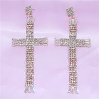 Fashion Shiny Rhinestones Europe And The United States Cross Crystal Earrings main image 3