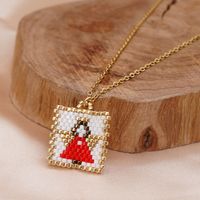 New Fashion Cross Stainless Steel Collarbone Chain Miyuki Beads Handmade Beaded Angel Necklace main image 4