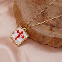 New Fashion Cross Stainless Steel Collarbone Chain Miyuki Beads Handmade Beaded Angel Necklace main image 3
