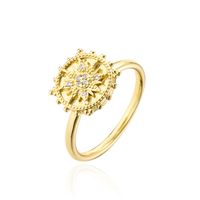 Fashion Can Be Rotated Geometric Sun Shape Copper Inlaid Zircon Open Ring sku image 1