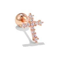 Fashion Cross Copper Ear Bone Stud Screw Ball Piercing Jewelry Ear Stud Wholesale sku image 2