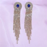 Fashion Crystal Gemstone Long Tassel Women's Earrings Wholesale sku image 1