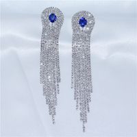 Fashion Crystal Gemstone Long Tassel Women's Earrings Wholesale sku image 3