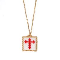 New Fashion Cross Stainless Steel Collarbone Chain Miyuki Beads Handmade Beaded Angel Necklace sku image 2