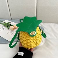 Pineapple Bag 2022 Spring And Summer New Contrast Color Straw Bag 20*14*10cm main image 1