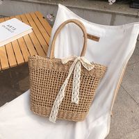 Fashion Portable Retro Straw Woven Bag Beach Bag 39*27*11cm main image 3