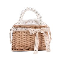 New Trendy Fashion Pearl Handbag Woven Vegetable Basket Bag Messenger Bag 22*14*11cm main image 6