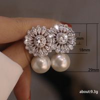 Nouvelle Mode Fleur Perle Zircon Boucles D&#39;oreilles Nuptiale Fiançailles Bijoux En Cuivre main image 5