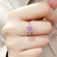 Fashion Square Pink Zircon Copper Ring Romantic Bride Wedding Ring main image 5