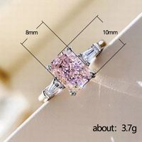 Fashion Square Pink Zircon Copper Ring Romantic Bride Wedding Ring main image 6
