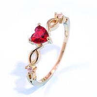 Fashion Peach Heart Copper Ring Love-shaped Zircon Ring Fashion Jewelry main image 3