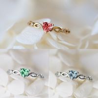 Fashion Peach Heart Copper Ring Love-shaped Zircon Ring Fashion Jewelry main image 4